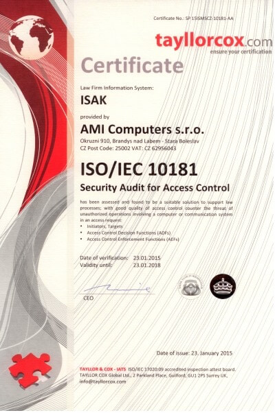 ISAK ISO/IEC 10181 certifikát